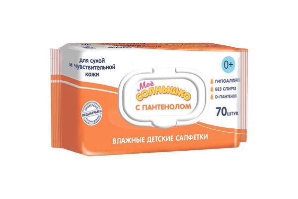 Изображение товара Влажные салфетки Мое Солнышко с пантенолом, 70 шт Влажные салфетки Мое Солнышко с пантенолом, 70 шт фотография