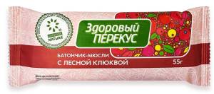 Батончик здоровый перекус с клюквой 55г